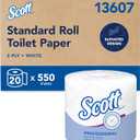 Scott Professional Standard Roll Toilet Paper, Bulk (13607), 2-Ply, Elevated Design, White, Individually Wrapped, Compact for Easy Storage (20 Rolls of 550 Sheets, 11,000 Sheet Total)