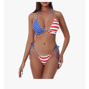 Bikinis Swimsuit Set for Women Swimwear Triangle Bathing Suit Tie String Thong, XS