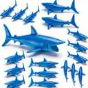 18 PCS Plastic Sharks for Drinks, Decorations for Shark Theme Party, Syrup Dispenser for Cocktails and Beverages with Bleeding Effect Garnishes, for Cake Toppers & Bath Toys - BPA Free