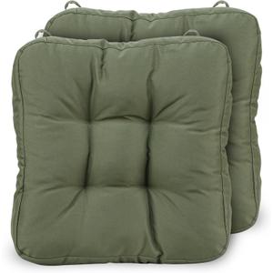 Chair Cushions for Dining Chairs 2 Pack - Thickened 3.5" Kitchen Chair Pads with Ties and Removable Cover, Tufted Memory Foam Seat Cushions 16.5'' x 16.5'', Set of 2, Dark Green, 16.5"*16.5" Square