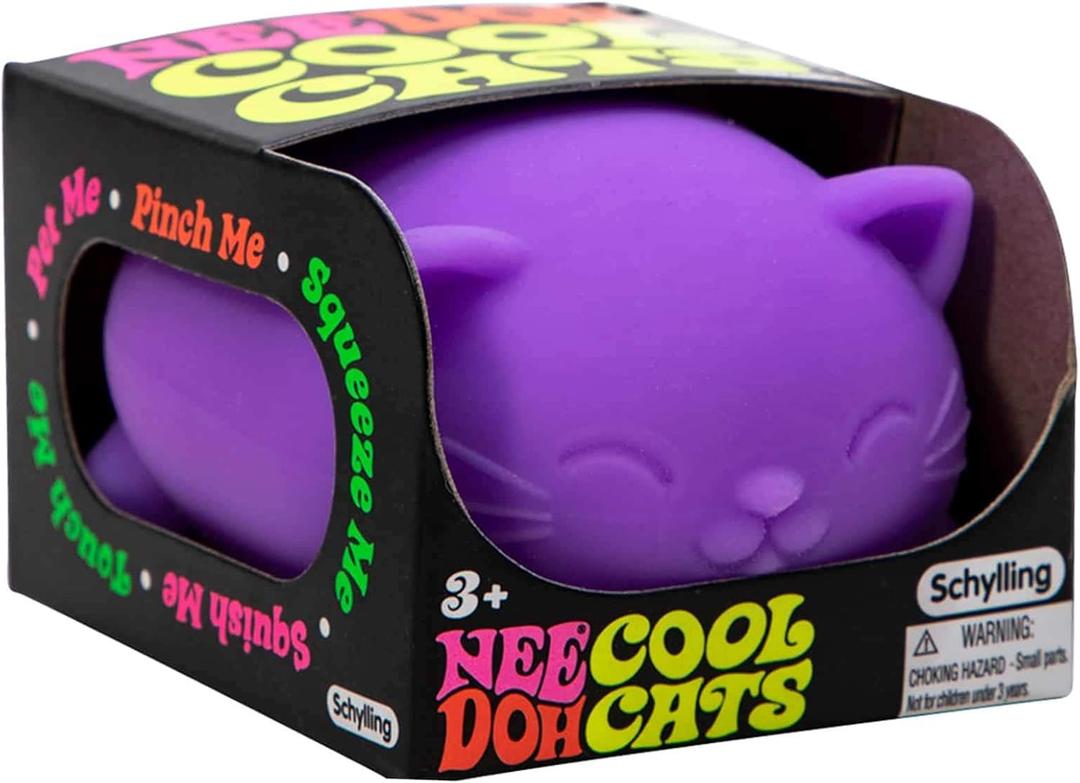 Schylling NeeDoh Cool Cats The Groovy Glob! Squishy, Squeezy, Stretchy Stress Balls Assorted Colors - 3 Pack