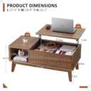 LYNCOHOME Fluted Lift Top Coffee Table with Storage, Modern Coffee Table for Living Room, Home OfficeWalnut