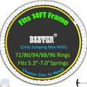 Bzzter Replacement Trampoline Mat,Fits 14ft Round Frame,with 88 Rings& 150.8 Inch Diameter, Fits 5.3"-5.7" Springs,10 Rows of Stitching for Longer Lasting,w/Pull Hook and Gloves,14ft Trampoline Mat, 88 V-Rings/150.8" Diam/Fits 5.3"-5.7"Spring