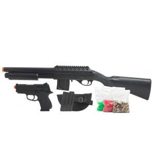 Mossberg Tactical Airsoft Full Stock Shotgun .45 Pistol 2500 BB's Holster TOY