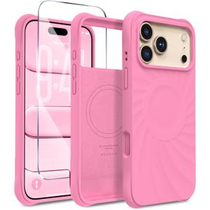 Magnetic for iPhone 17 Pro Case 6.3", Compatible with MagSafe, [Integrated Silicone Camera Control Cover] [Screen Protector], 2X MIL-STD Drop Protection Case for iPhone 17 Pro, Tender Pink