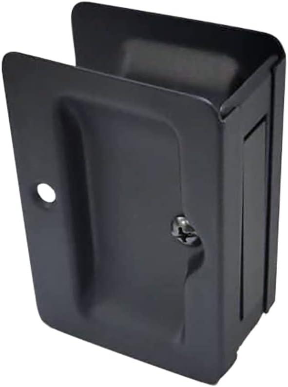 QCAA Premium Quality Solid Brass Rectangular Pocket Sliding Door Pull, Passage Function, 3-1/4''X2-1/4'', Matte Black, 1 Pack, Made in Taiwan