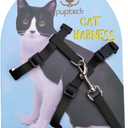 PUPTECK Adjustable Cat Harness and Leash Set Escape Proof Kitten Strap Collar for Walking Travel, Black, Medium
