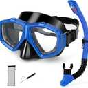 Replaceable Lenses Nearsighted Snorkel Set - Customizable Shortsighted Anti-Fog Mask & Full Dry Top Silicone Snorkel for Adults Youth