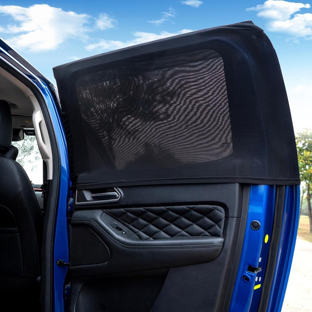 Car Rear Side Window Shades for Pickup Trucks,7 Seats Larger SUVs, Breathable Stretchy Mesh Car Sun Shades Covers for Camping, Anti-Sun Glare, Reduce UV Rays,Privacy Protecstion,2 Pack