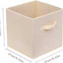 Basics Fabric Clothing Storage Bins - 10.6" x 10.6" x 11" - Collapsible Storage Cubes Organizer with Handles, Linen Foldable Storage Baskets Cloth Box Containers, Closet Organizers 6PC Beige