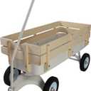 ZeHuoGe Outdoor Sport Wagon All Terrain Pulling w/Removable Wooden Side Panels, Solid Tires Big Foot Panel Wagon,Pull-Along Wagons (White)