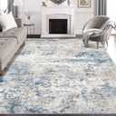 DMOYEST Area Rug Living Room Rugs - 10x12 Abstract Large Soft Indoor Washable Rug Neutral Modern Low Pile Carpet for Bedroom Dining Room Farmhouse Home Office - Blue