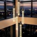 5-Lights Chandelier Modern Crystal Glam Light Remote Dimmable Pendant Lighting for Kitchen Island Dining Room Matte Black Light, W1.2" by H14