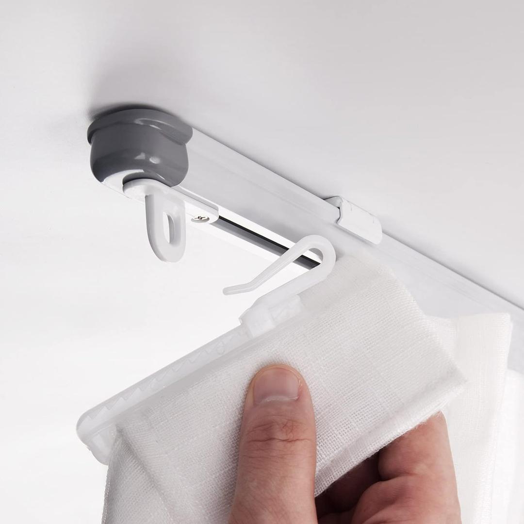 ZSTARR Retractable Ceiling Curtain Track, Measurement-Free Curtain Track 51''-94'',For Room Divider, Shower Curtain, Parallel bay window, RV Curtain Track (White)