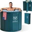 Foldable Portable Bathtub for Adults 2-in-1 Hot & Cold Plunge, 105-Gal Large Capacity Collapsible Bathtub Adult, 6-Layer Insulated Portable Soaking Tub - Space-Saving Design (Ouchao Green)