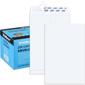 ValBox 6x9 Self Seal Security Catalog Envelopes 250 Count Small White Envelopes for Mailing, Storage and Organizing