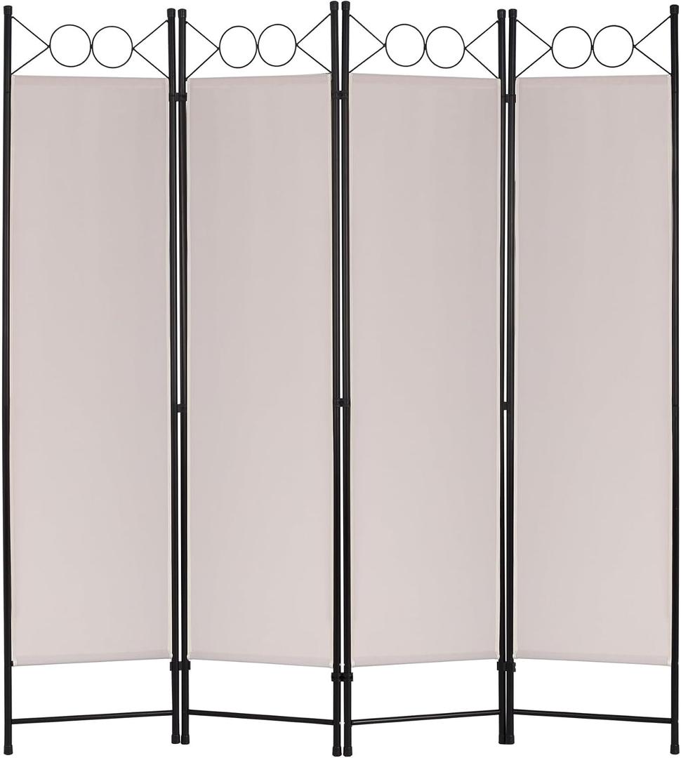 FDW 4 Panel Room Divider and Folding Portable Partition Screen, 6FT Wall Divider Screen for Dorm Bedroom Office, Sand