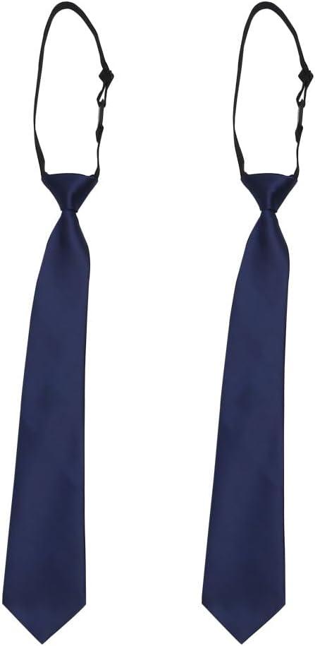 2 Pieces Adjustable Woven Zipper Pre Necktie For Kids Boys,Solid Color Tie For Kids Formal Wedding Graduation School Uniforms