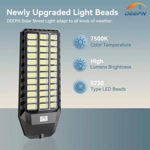 9500W Solar Street Light, Commercial Grade Street Light for Outside, IP67 Waterproof Solar Parking Lot Lights Dusk to Dawn Outdoor Lighting LED Security Flood Motion Sensor and Remote Control, 1 Pack