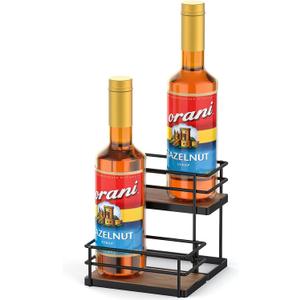 THYGIFTREE Coffee Syrup Rack Organizer 4 Bottle Syrup Holder Stand 2-Tier Storage Shelves for Kitchen Coffee Bar Station