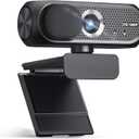 Shcngqio 1080P HD Webcam with Microphone, Privacy Cover, Wide-Angle Lens, Auto Light Correction, Plug & Play USB Webcam for Laptop, Desktop (Black)