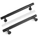 SALISENG -5 Inch Matt Black Kitchen Cabinet Handles, 5 Pack Solid Brass Drawer Dresser Pulls, Modern Cabinet Hardwares for Bathroom Bedroom Cupboard Wardrobe Closet