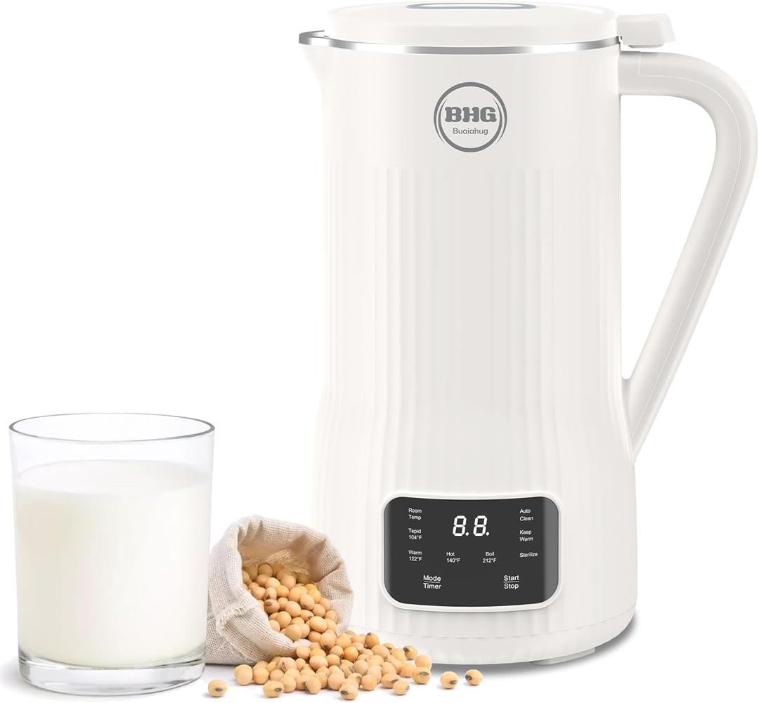 Nut Milk Maker Machine 20oz  Upgraded 10-Blade Almond, Soy & Oat Milk Maker, Plant-Based Dairy-Free Beverage Maker with Auto-Clean, Timer, Keep Warm, Boil & Cold Drink Functions  White