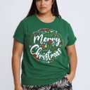 Christmas Shirt for Women Merry Christmas Leopard Graphic Tee Xmas Tree Graphic Holiday T-Shirt Tops (Small, Green1)