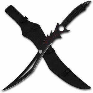 REAT Ninja Sword with Sheath, 26" Fantasy Full Tang Desgin,440 Stainless Steel Blade with Black Coating,Non-silp Cord-Wrapped Handle,Real Swrods for Adults (Black)