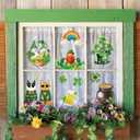 9 x ZAWE 9 Sheets St. Patrick's Day Window Clings Cats Gnomes Shamrocks Clovers Hats Coins Double-Sided Window Decals Stickers for Fall Harvest Party Home Classroom Office Decorations