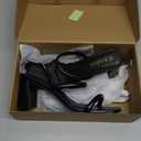 Women's Square Open Toe Heeled Sandals Two Strap Mules Slip On Block Chunky Mid Heels Sandals (8.5, Black)