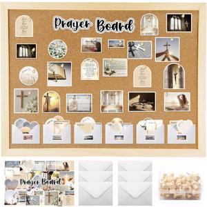Prayer Board Supplies Kit - 109 Pcs Minimalist Bible Verse Jesus Christian Scripture Bulletin Decorations Decor Request Cards Push Pins Envelopes Gift Set for Office Classroom School Church