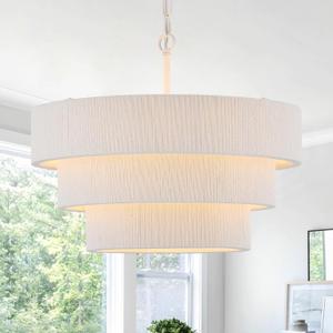 20” Boho Hand Woven Rattan Chandelier 3 Round Adjustable Coastal Pendant Light for Kitchen Island Dining Living Room, White, UL Listed, 19.75 inches diameter x 49.5 inches height