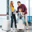 20'' Ride on Luggage Kids Rolling Suitcase with Seat & Aluminum Frame Back to School Gift for Student Travel(White), 53 X 35.5 X 25 Cm