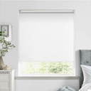 HOMEBOX 100% Blackout Roller Shade, Striped Jacquard Window Blinds with Thermal Insulated, Textured Fabric Roller Blinds, Roll Up Shades for Indoor Home, Easy to Install (20"" W x72 H) White