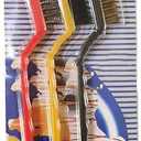 3 PCS Mini Wire Brush, Stainless Steel Brush Metal Detail Brushes Curved Handle Masonry Brush Wire for Cleaning Welding Slag and Rust (7in 3pcs Colorful)