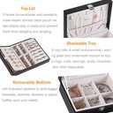 Voova Jewelry Box Organizer for Women Girls, 2 Layer Large Men Jewelry Storage Case, PU Leather Display Jewellery Holder with Removable Tray for Necklace Earrings Rings Bracelets, Vintage Gift, Black