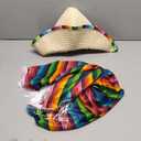 JaGely 2 Pcs Cinco De Mayo Mexican Fiesta Serape Poncho Fabric and Straw Sombrero Headbands Mexican Costume