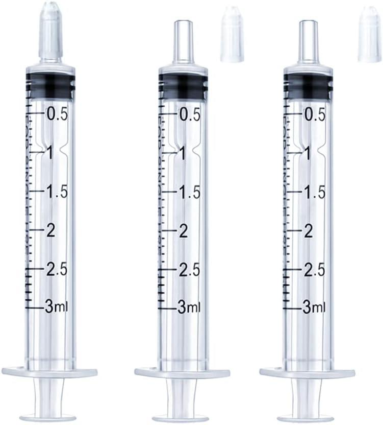 3ml Syringe for Liquid, Oral, Scientific Labs, Measurement, Dispensing, with Cap- 3 Pack 3ml Syringes
