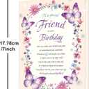 Floral Butterfly Birthday Card Gift for Best Friend Sister Women, 5x7 inch
