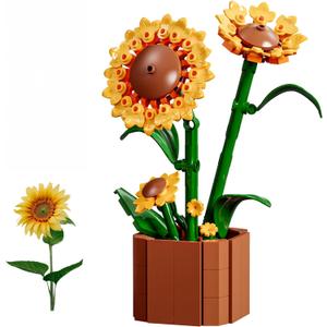 Flower Building Blocks Set for Adults, Sunflowers Pot 269 PCS Botanicals Bonsai Series for Woman 14+, Bouquet Plants Kits Decoration for Home Office Desk