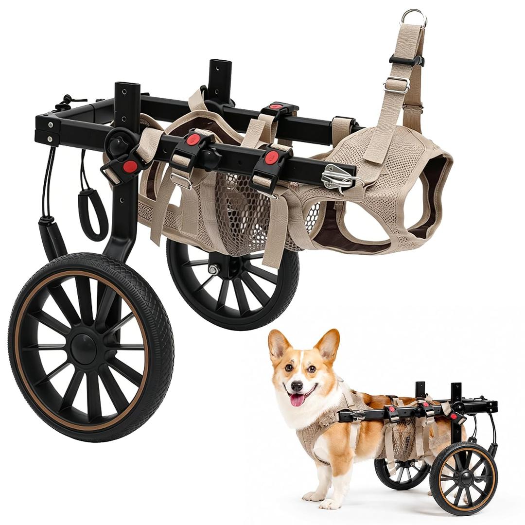 for Medium to Large Dogs,Dog Wheelchair for Back Legs, 2-Wheel Adjustable Mobility Aid for Dogs, Lightweight Aluminum Alloy Frame with Large Rubber All-Terrain Wheels, Size L