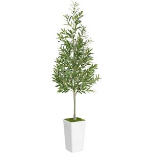 Artificial Olive Tree 6ft - Realistic Tall Fake Plants for Office Living Room Bedroom Home Decor Indoor - Faux Floor Green Silk House Corner Large Potted Plants (Write)