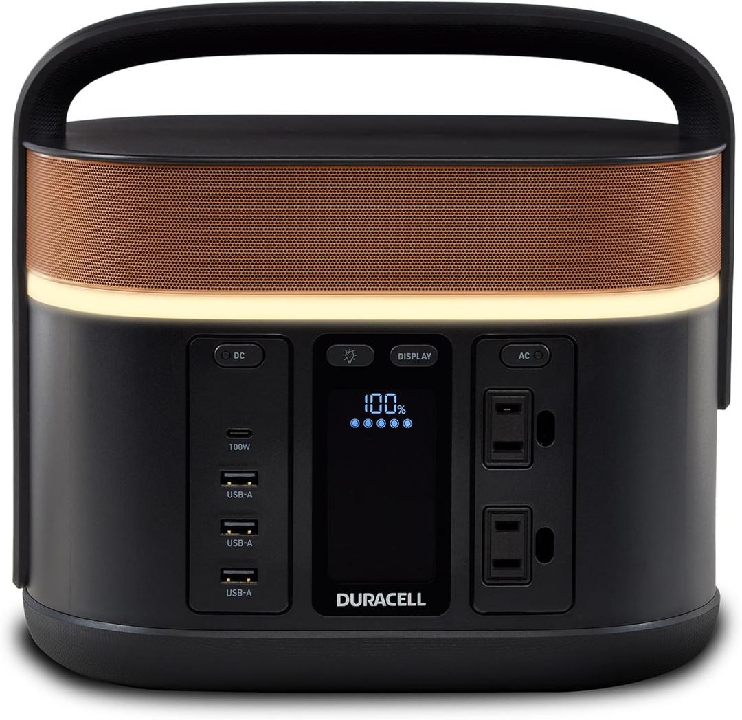 Duracell G350 Portable Power Station  Backup Power for Camping, Home, Emergency Use  350W Lithium-Ion Battery, AC Outlets, USB-A & USB-C Ports, Solar Powered Capability (Panel Sold Separately)
