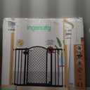 Ingenuity Decorative Panel Tall Baby Gate & Dog Gate, 28"-42" Wide, 30" Tall, Hardware or Pressure Mounted, Install on Top or Bottom of Stairs, Banister, or Doorway - Espresso
