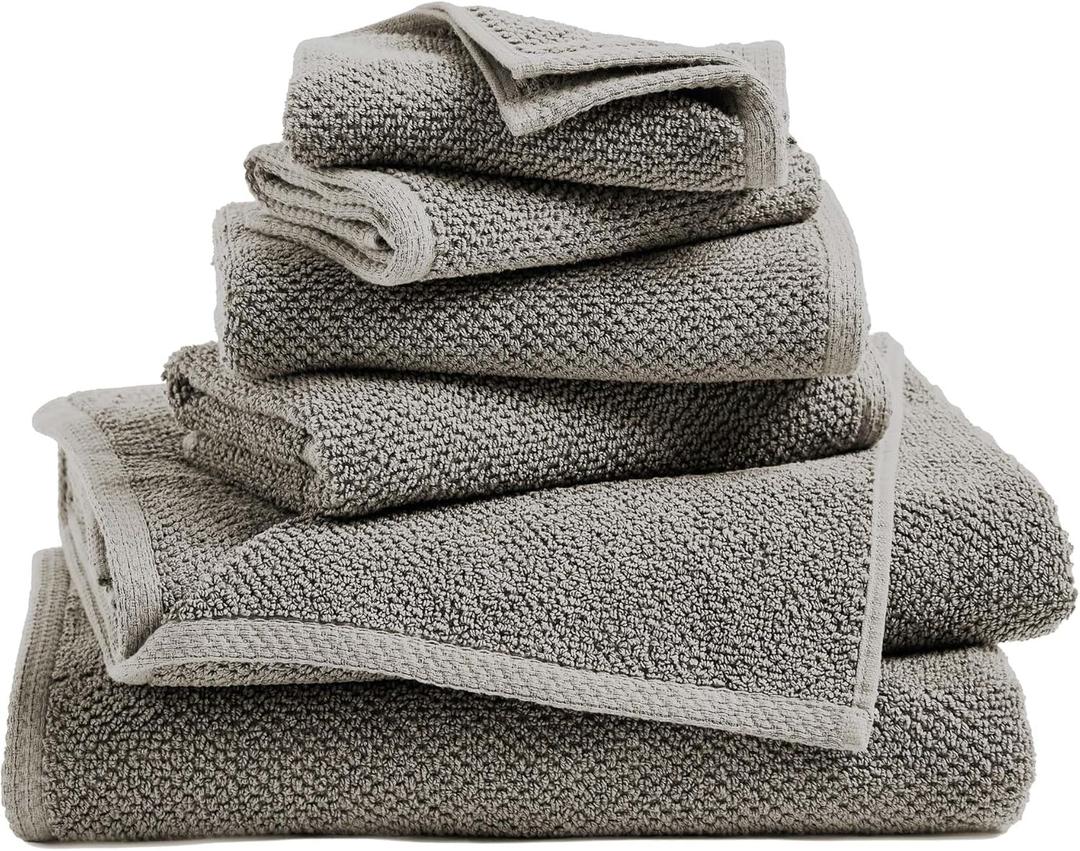 Great Bay Home 100% Cotton 6 Piece Towel Set - Absorbent, Quick-Drying, Durable Bath Towels for Bathroom Decor - Low-Twist, Two-Ply Fibers (Dark Grey)