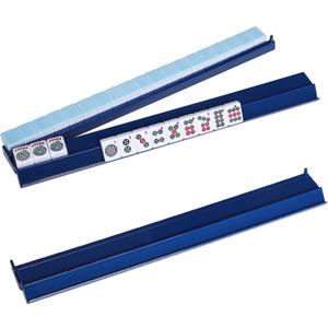 4PCS Mahjong Racks with Pushers(Dark Blue) for 166 American Mahjong Tiles, Mahjong All-in-one Tile Rack with Pusher Combo