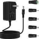 12V 2A 1.5A 0.5A Power Adapter 100V-240V 12 Volts Power Supply Cord AC to DC with 5 Selectable Plugs, DC12V Transformer for LED Strip Light, CCTV Camera, BT Speaker, GPS, Webcam, Router.