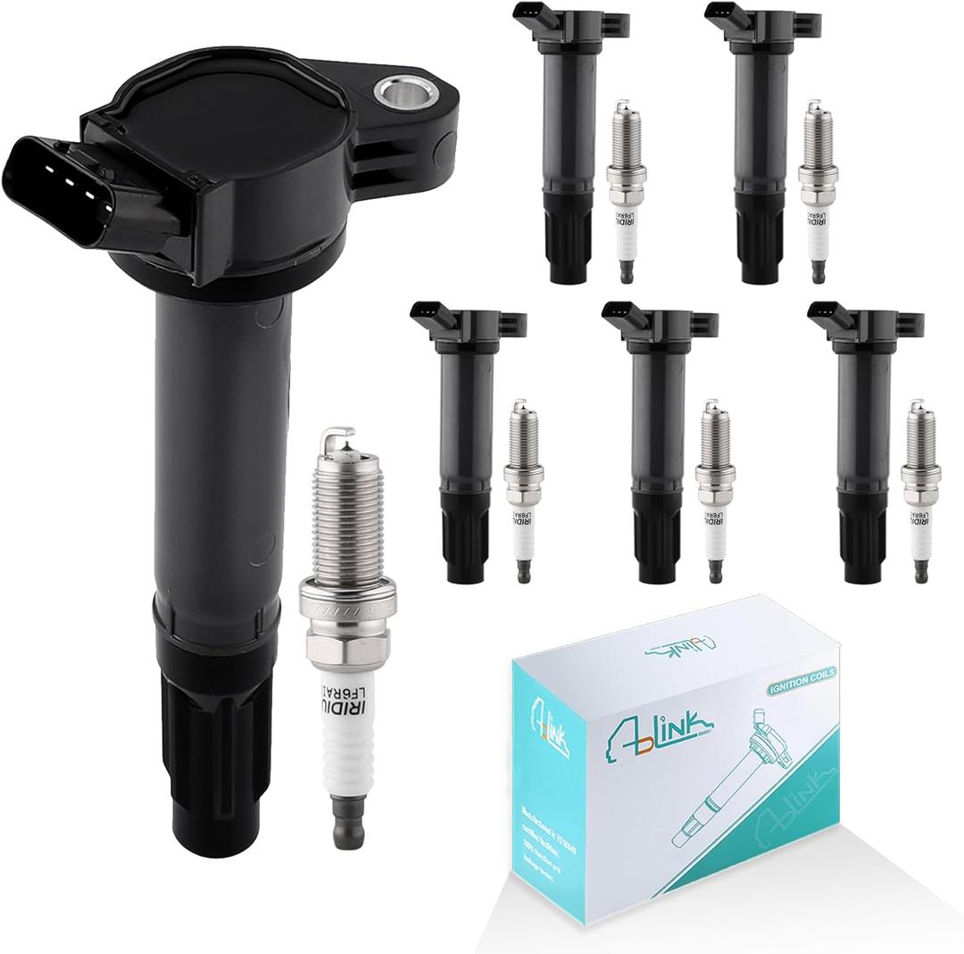 6PCS UF487 Ignition Coil Pack & Iridium Spark Plug Fit for Toyota Lexus 2005-2018 Camry Highlander Avalon Rav4 Sienna Venza RX350 ES350 RX450h 3.5L V6 Replace 90919-02251 90919-A2002