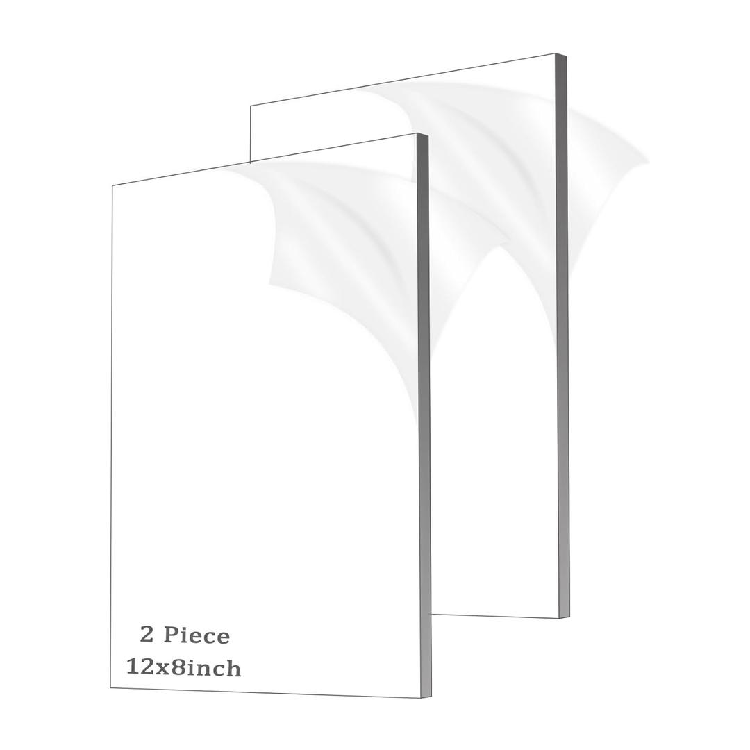 Clear Acrylic Sheet Plexiglass,1/4" Thick (6mm) Cast Acrylic Glass Sheet,Plexiglass Sheet for Craft Projects,Signs,Painting,Windows Replacement (2 Piece 8''x12'')